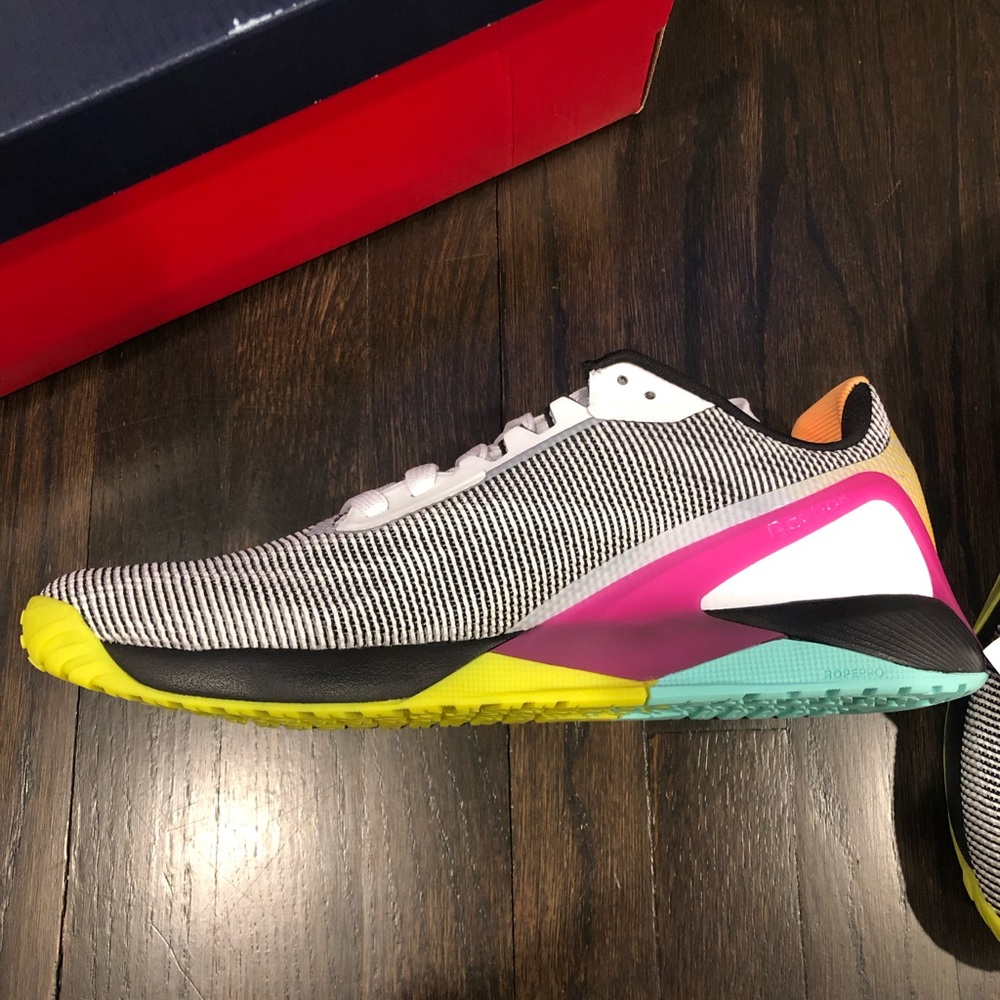 Never been worn Women’s Reebok Nano X1 Grit White/Black/Pink/Green - Size 10